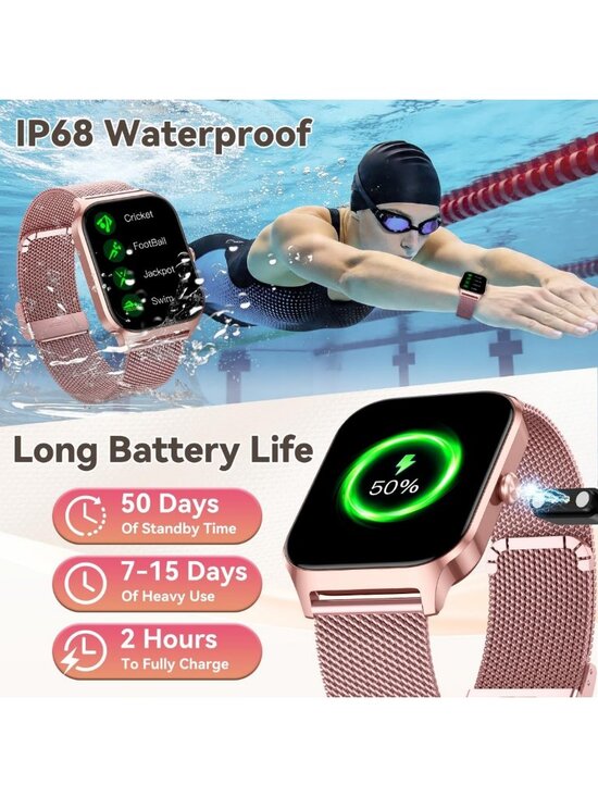 Stylish Rose Gold Smart Watch for Women - Fitness Tracker, Waterproof, Heart main image 6